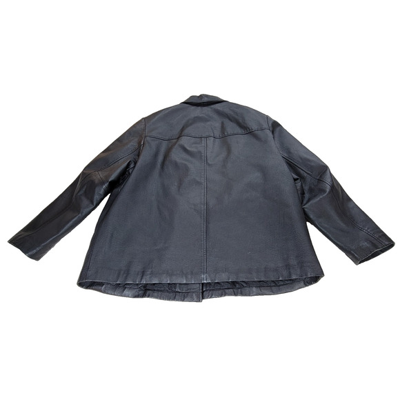 Vintage Winlit Jacket Womens Size 2X Black New York Large Button Leather Coat - Picture 2 of 16